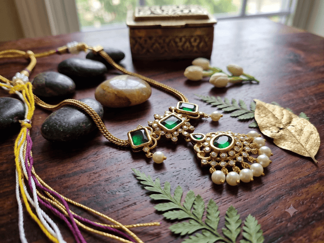 Vellora Jewels Antique Necklace | Heritage Temple Collection | Traditional Dual-Tone Necklace